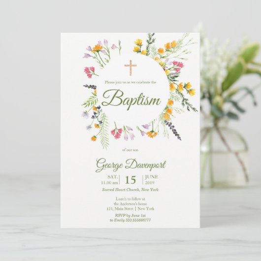 ワイルドフラワーバプテスマ宗教イベント招待状 招待状 (スタンド正面)