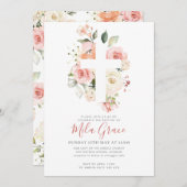 ワイルドフラワーバプテスマ招待状ガール 招待状 (正面/裏面)