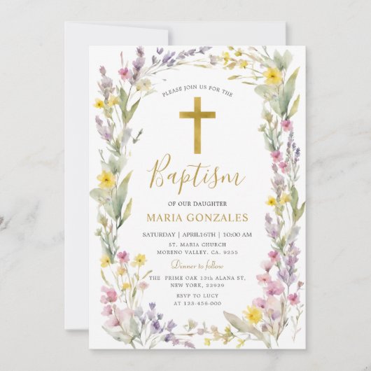 ワイルドフラワーバプテスマ招待状 招待状 (正面)