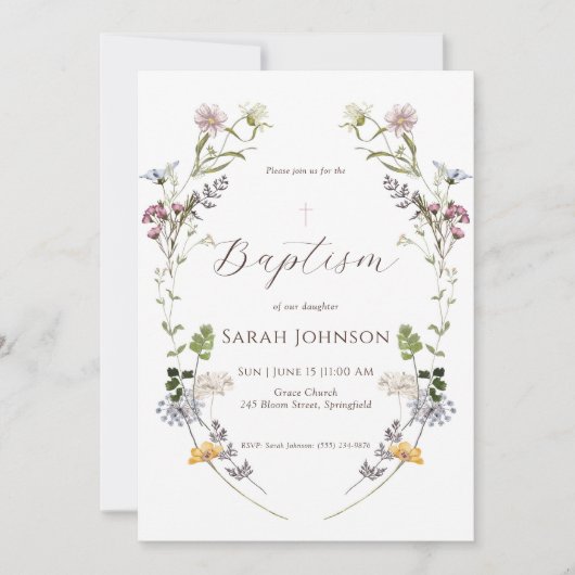 ワイルドフラワーバプテスマ招待状 招待状 (正面)