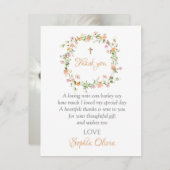 ワイルドフラワーバプテスミガールバプテスマサンキューカード サンキューカード (正面/裏面)