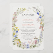 ワイルドフラワーバプテスムボホガール 招待状 (正面/裏面)