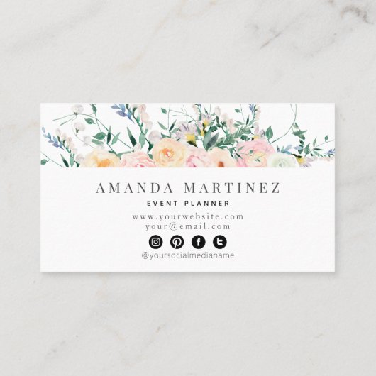 ワイルドフラワーバラウォーターカラーソーシャルメディア 名刺 (裏面)