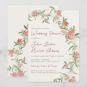 ワイルドフラワーバラ春ガーランドウェディングシャワー 招待状 (正面/裏面)