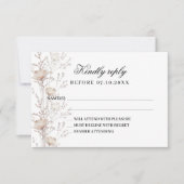 ワイルドフラワーバラ結婚金ゴールドの応答RSVPカード 出欠カード (正面)