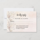 ワイルドフラワーバラ結婚金ゴールドの応答RSVPカード 出欠カード (正面)