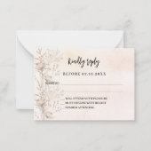 ワイルドフラワーバラ結婚金ゴールドの応答RSVP ノートカード (正面)