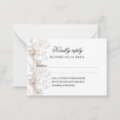 ワイルドフラワーバラ結婚金ゴールドの応答RSVP ノートカード (正面)