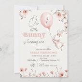 ワイルドフラワーバルーンリトルバニー1st誕生日 招待状 (正面)