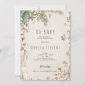 ワイルドフラワーバンニュートラルベビーシャワーの招待 招待状 (正面)