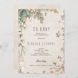ワイルドフラワーバンニュートラルベビーシャワーの招待 招待状