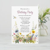 ワイルドフラワーバースデーパーティーの招待 招待状 (スタンド正面)