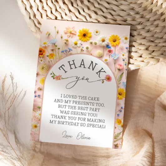 ワイルドフラワーバースデーパーティーサンキューカード 招待状