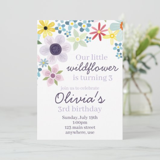 ワイルドフラワーバースデーパーティー招待状 招待状 (スタンド正面)