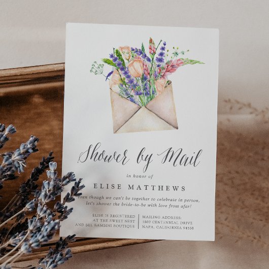 ワイルドフラワーバーチャルベビーまたはブライダルシャワーバイメール 招待状