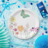 ワイルドフラワーバードバタフライガールズバースデーパーティー ペーパープレート (パーティー)