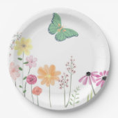 ワイルドフラワーバードバタフライガールズバースデーパーティー ペーパープレート (正面)