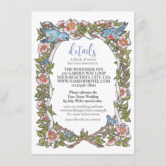 ワイルドフラワーバードパ縁どステルホワイト詳細かわいらし エンクロージャーカード (正面)