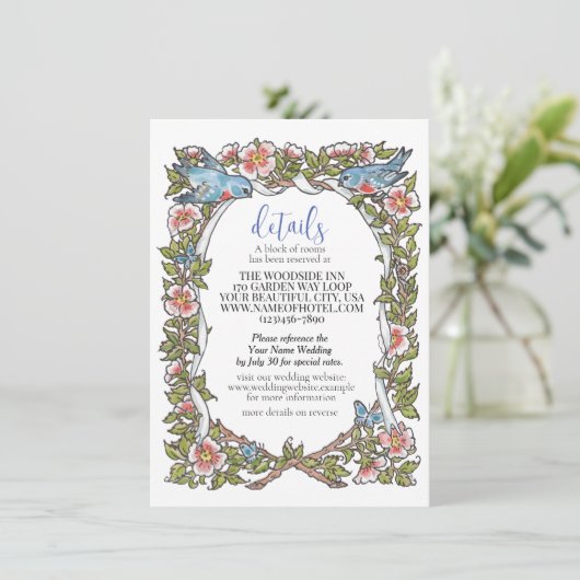 ワイルドフラワーバードパ縁どステルホワイト詳細かわいらし エンクロージャーカード (スタンド正面)