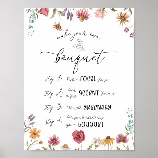 ワイルドフラワーバーブライダルシャワー標識 ポスター (正面)