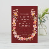 ワイルドフラワーバーンオレンジテラコッタ秋の結婚式 招待状 (スタンド正面)