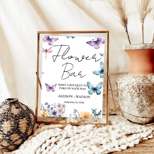 ワイルドフラワーバー標識ブライダルシャワー花 ポスター