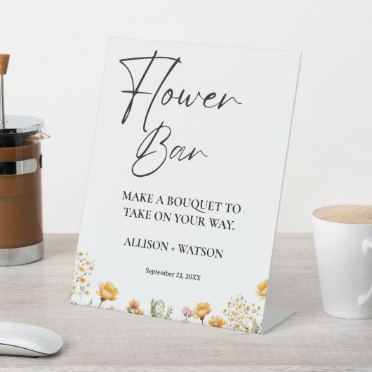 ワイルドフラワーバー標識ブライダルシャワー花 台座サイン (インサイチュ)