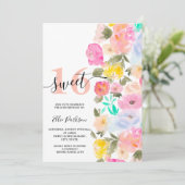 ワイルドフラワーパステルピンク牧草地ガーデンスウィート16 招待状 (スタンド正面)