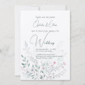 ワイルドフラワーパステルモダンタイポグラフィ結婚ズ 招待状 (正面)