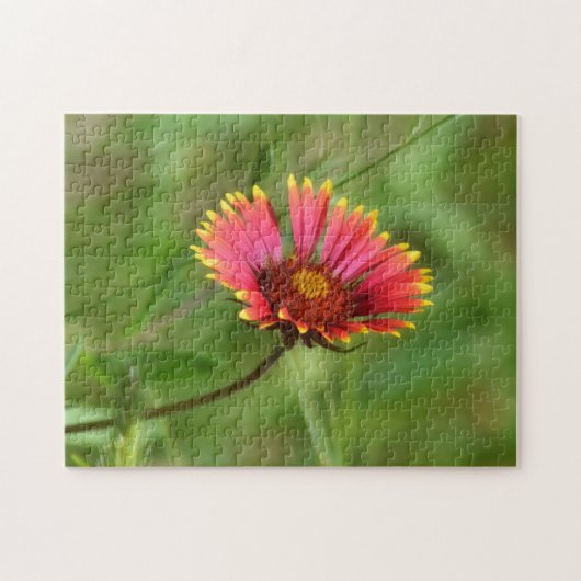 ワイルドフラワーパズルインディアン毛布フラワーレッドフラワー ジグソーパズル (横)