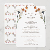 ワイルドフラワーパタエレガントーンの背景メニューカード 招待状 (正面/裏面)