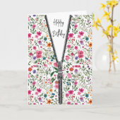 ワイルドフラワーパターンの解凍ジッパー誕生日 カード (黄色い花)