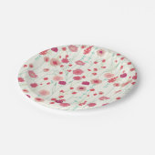 ワイルドフラワーパターンピンククリームイエロー ペーパープレート (アングル)