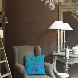 ワイルドフラワーパターンポピーターコイズ装飾用クッション クッション