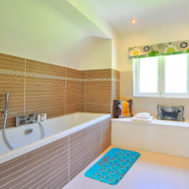 ワイルドフラワーパターンポピーターコイズ バスマット