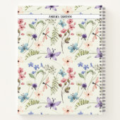 ワイルドフラワーパターン名前をカスタムするスケッチ ノートブック (裏面)