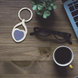 ワイルドフラワーパターン名blue Metal Keychain キーホルダー