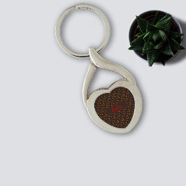 ワイルドフラワーパターン名brown Metal Keychain キーホルダー