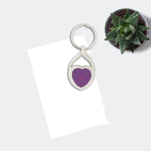 ワイルドフラワーパターン名purple Metal Keychain キーホルダー