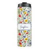 ワイルドフラワーパターン（の模様が）あるカラフルフローラ名前をカスタムする タンブラー (正面)