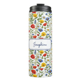 ワイルドフラワーパターン（の模様が）あるカラフルフローラ名前をカスタムする タンブラー