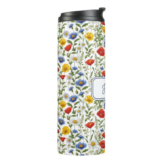 ワイルドフラワーパターン（の模様が）あるカラフルフローラ名前をカスタムする タンブラー (回転左)