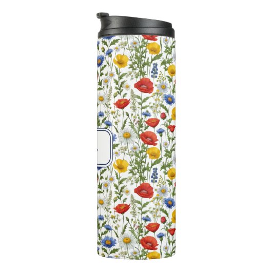 ワイルドフラワーパターン（の模様が）あるカラフルフローラ名前をカスタムする タンブラー (回転右)