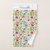 ワイルドフラワーパターン(の模様が)あるカラフルフローラ名前をカスタムする バスタオルセット (ハンドタオル)