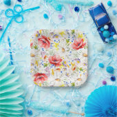 ワイルドフラワーパターン エレガント ボタニカル サマー パーティ ペーパープレート (パーティー)