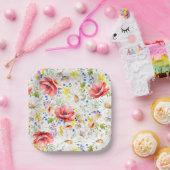 ワイルドフラワーパターン エレガント ボタニカル サマー パーティ ペーパープレート (パーティー)