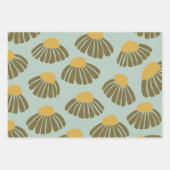 ワイルドフラワーパターン |フローラアートワーク秋ティール(緑がかった色) ラッピングペーパーシート (正面)