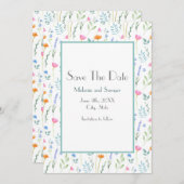 ワイルドフラワーパターン(MIxed Water color) セーブザデート (正面/裏面)