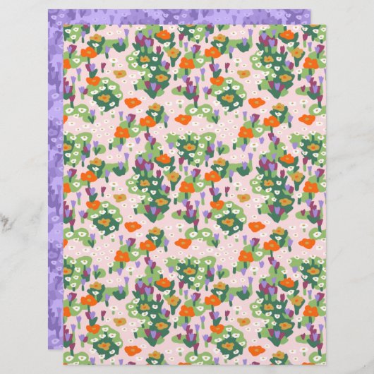 ワイルドフラワーパッチスクラップブック紙 (正面/裏面)