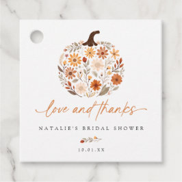 ワイルドフラワーパンプキン秋ブライダルシャワー フェイバータグ